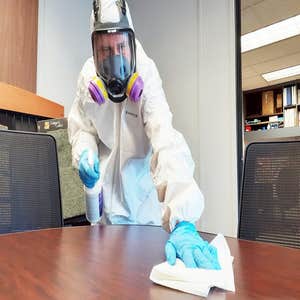 Disinfecting an office after Covid outbreak