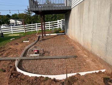 Gilbertsville Patio For this project we did a nice simple patio with curved edges for this customer to have more outdoor space as well as a location to
