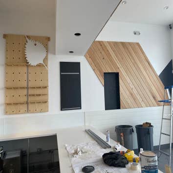 Poke works Richardson Metal frame, Sheetrock, tape, bed, texture, interior painting