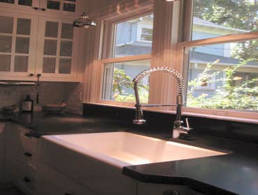 Large sink and faucet