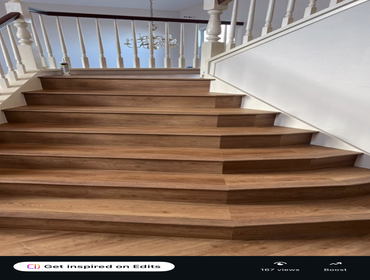 Photos by Ot Flooring Inc #2 Beautiful custom stair transformation using premium vinyl plank flooring. Attention to detail on every step for a clean, s