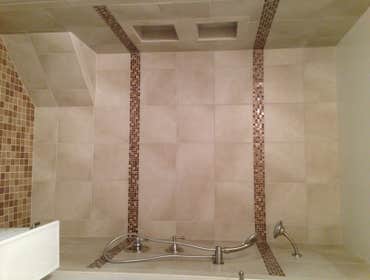 Photos by Mk Tile and Sone #3 Tile walk in shower and bathroom floor