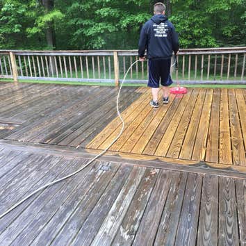 Pressure washing prep for stain