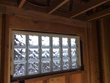 Master bathroom block glass