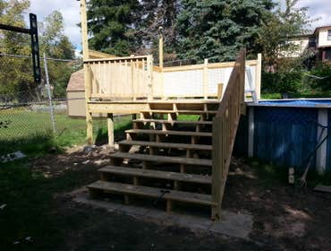 Project photos from Zi Construction deck around pool.