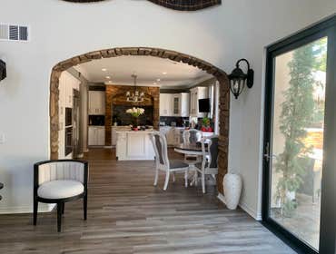 Kitchen Remodel In Ladera Ranch Ca White Shaker Cabinets with Calacata Quartz and Glass Full Backsplash