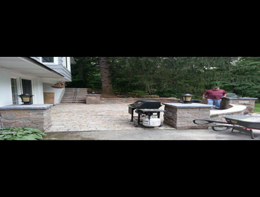 Outside work pavers, addition and siding. Photos of outside work. Back yard pavers