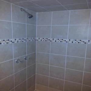custom built and tiled shower