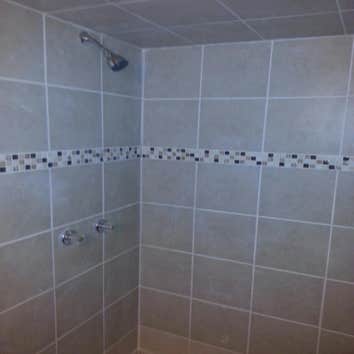 custom built and tiled shower