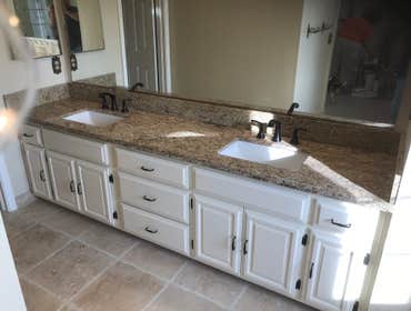 Bathroom I completely remodeled a Master Bathroom. Removed the flooring. Built a larger walk-in Shower with frameless shower doors. Granite shower pane