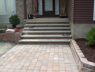Walkways, Plantings, Retaining wall
