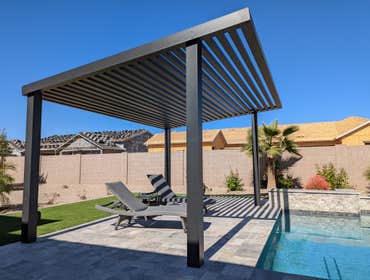 Free Standing 4K Aluminum 3x3 Lattice Pergola with 6x6 posts installed in Mesa, Arizona.