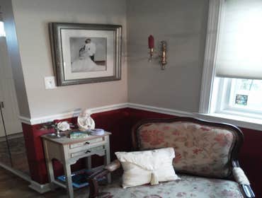 Dining room makeover Dining room: We added new base, chair rail, stop trim at the top of the wall. Paint, white, cranberry, beige, and gloss white trim