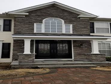 Portico Porch, front door, stonework