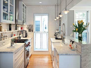 White subway tile accent