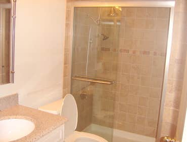 Bathroom Remodeling This Bathroom was Demolish to the floor and Remodel to customers needs. This bathroom was custom flooring, shower system, shower d