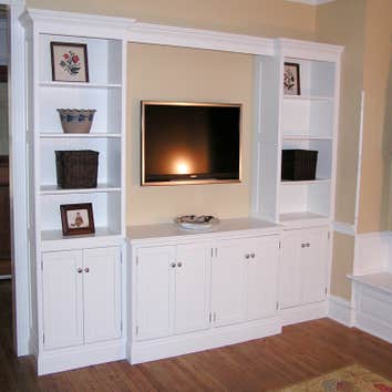 family room bookshelves