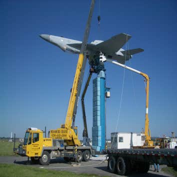Boeing Corporation Our company was contracted to hoist a fighter jet to a radar testing platform in Portage Des Sioux, MO for the Boeing Corporation. 