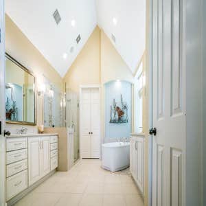 Steiner Ranch- Master Bath Once a dark and worn out space, this master bathroom didn’t compliment the rest of the house. A typical corner built-in...