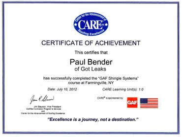 GAF Certificate