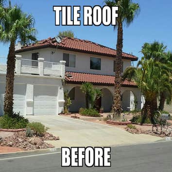 Before & After Tile Reroof A before and after look at a roof that had several problems and the homeowners wanted a completely different look.