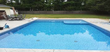 Photos by Mcm Pool Design, Inc #1 Inground Vinyl Swimming Pool Installation and Stamped Concrete Deck Installed Fall 2019