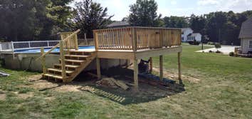 Photo(s) First General Services New Deck for Swimming Pool The swimming pool was looking plain, not much fun getting in and out of the pool with jus