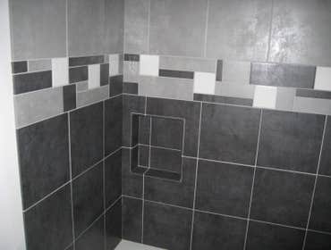 Custom Tile Shower Custom tile design with built-in cubby