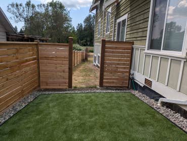 Photos by Robles Landscaping and Constructions #10 A clean upgrade! ?
New wrought-iron gate + modern wood fence=style, privacy & durability.
Ready to