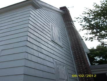 Brilliant Painting, LLC Exterior Project 1 Before and after photos of a full house that has been power washed, scraped, hand sanded, primed, and painte