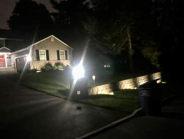 Exterior Lighting Project Low-voltage landscape lights, coach lights, post light, backyard flood lights.
