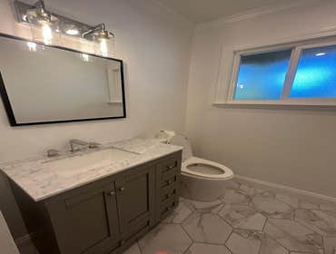 Bathroom remodel at Clayton (before and after)