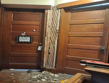 Before(2nd floor hall hall) [Drywall Replace, Ceilings, Walls, Trim]