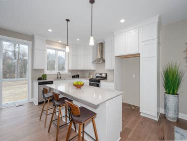 Woodland Hills Kitchen Remodel – White Cabinets and Large Island Seating