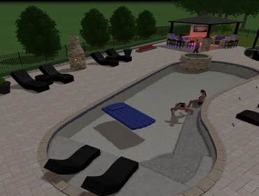 3D Design & Build Back Yard Pool & Living Space Design