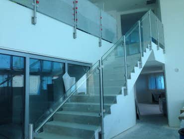 Glass stair railing