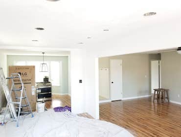 open concept kitchen remodel Fairfield removed two walls 1) eight foot long load bearing wall 2) twelve foot non load bearing wall and reframed both wa