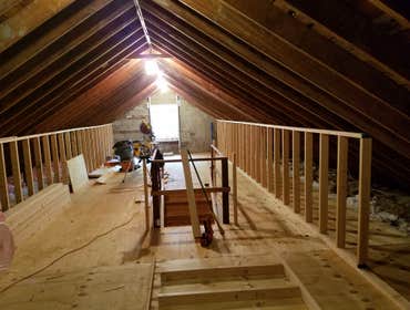 Attic renovation with in-wall entertainment system (Radnor)