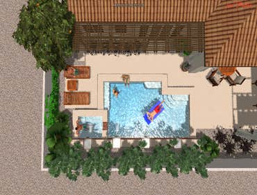 Project photos from Exterior Images-landscape architect From 3D concept to final product, Palm Springs area clients wanted to be able to keep small dog