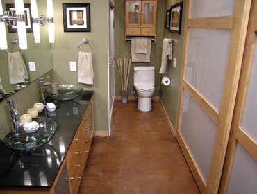Updated bathroom with barn door