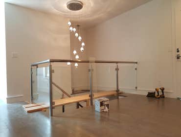 glas and steel stairway