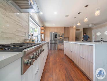 Contemporary Kitchen in San Jose Complete kitchen remodel: New countertops, new flooring, new lighting, new backsplash, new island.