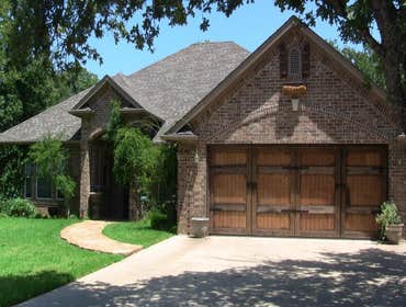 Cedar Garage Door and Backyard Kitchen