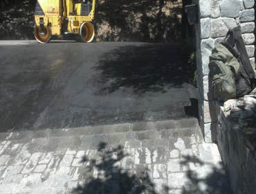Interlocking pavers patio.
