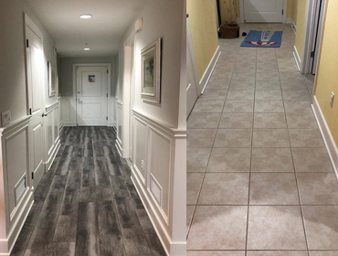 Photos by Duckett Carpentry #6 Wainscoting, baseboard, door trim, crown, and LV flooring update this home. Home went from a starter home to a much more