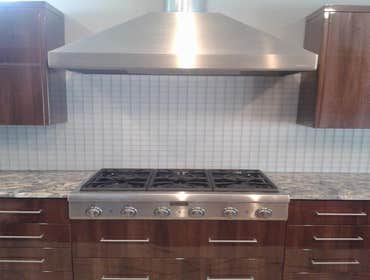 Kitchen backsplash 2"x2" fogged glass tile