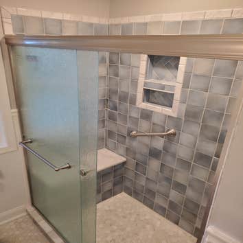 Bathroom total remodel total rehab. The entire room was demoed down to the studs. complete rip and replace of all wires outlets and switches. Installed