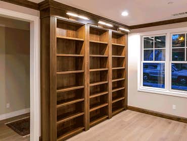 Alder Walnut Finish Library Shelves