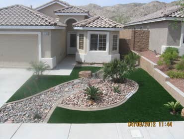Artificial Turf Installation Before and after pictures for a synthetic turf system.