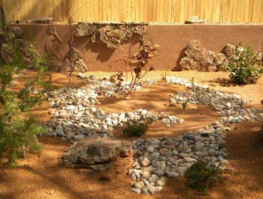 Southwest wall and yard detail